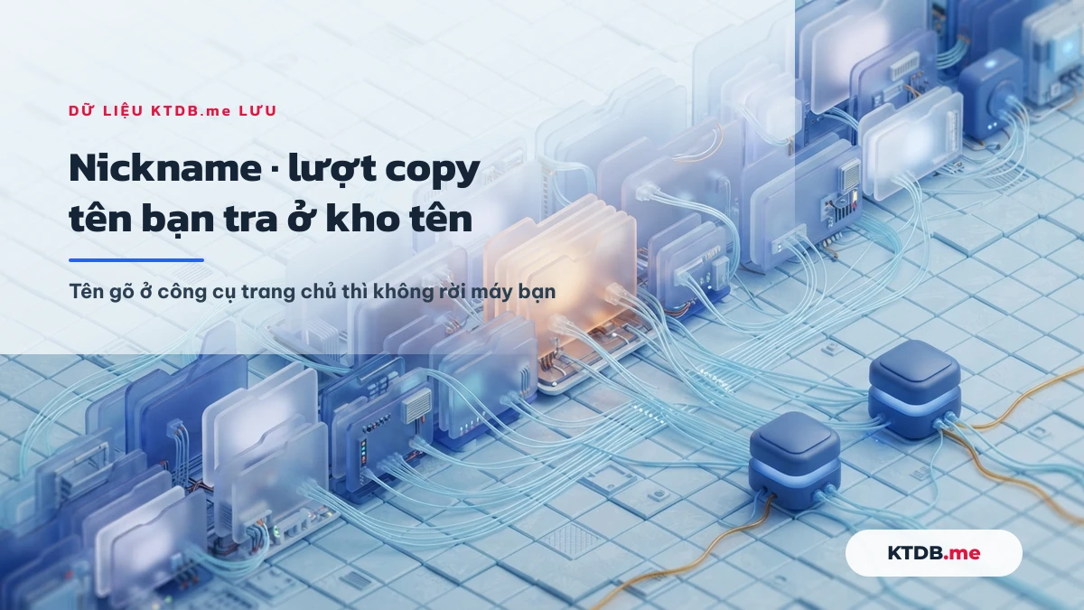 Dữ liệu KTDB.me lưu lại: nickname, lượt copy và tên bạn tra ở kho tên