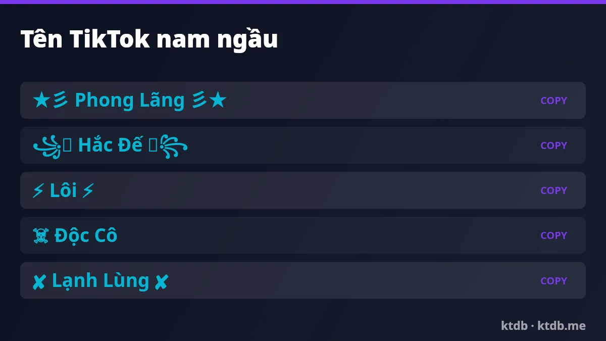 Tên TikTok kí tự đặc biệt cho nam ngầu lạnh lùng