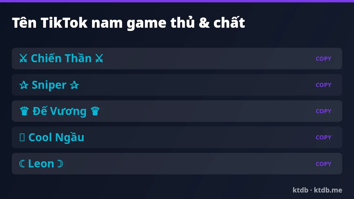 Tên TikTok nam game thủ và chất kí tự đặc biệt