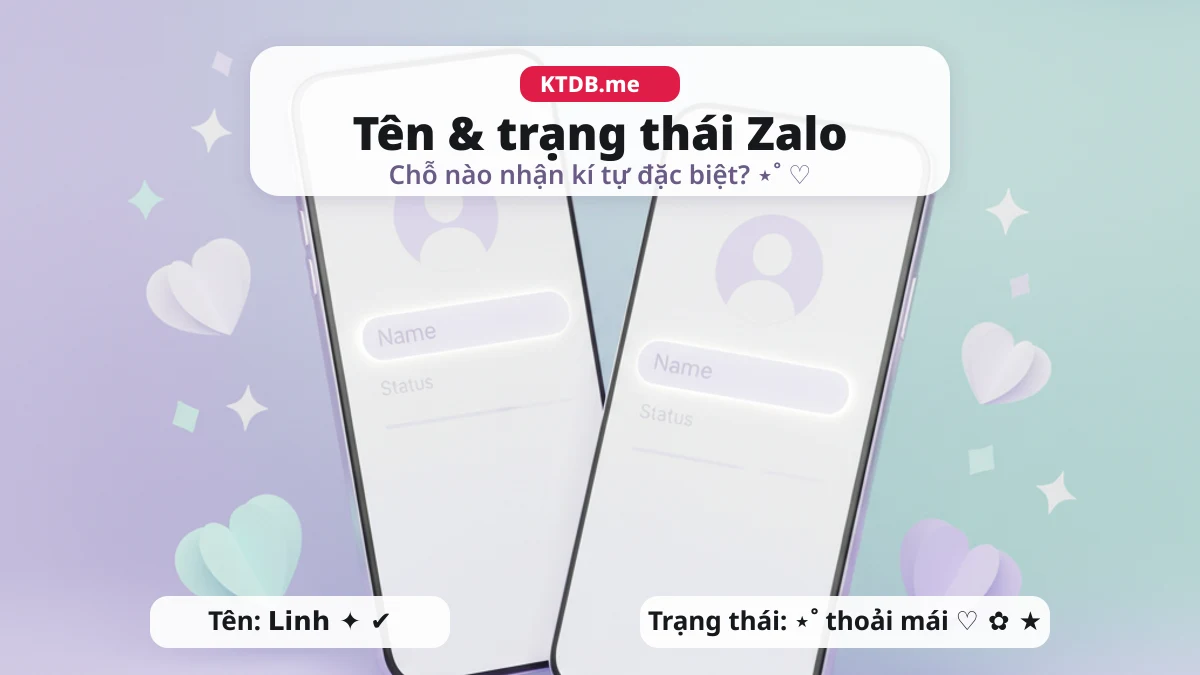 So sánh tên Zalo và dòng trạng thái Zalo khi dùng kí tự đặc biệt
