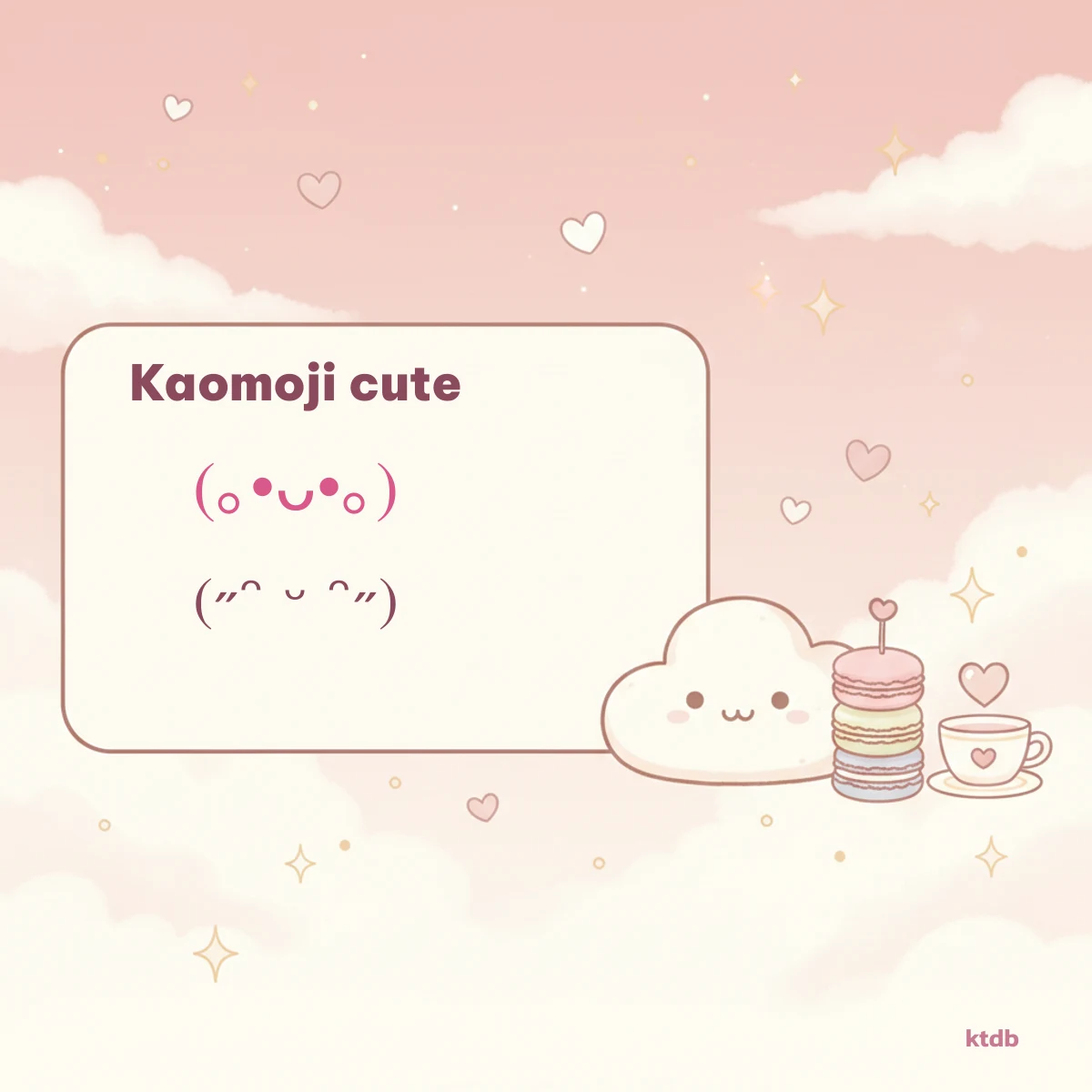 Kaomoji cute dễ thương (｡•ᴗ•｡) trên nền mây hồng