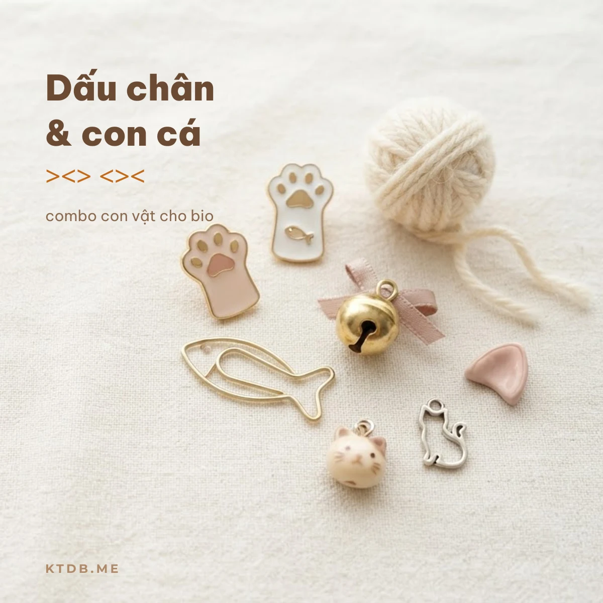 Kí tự dấu chân và con cá ><> cho bio bên phụ kiện hình mèo