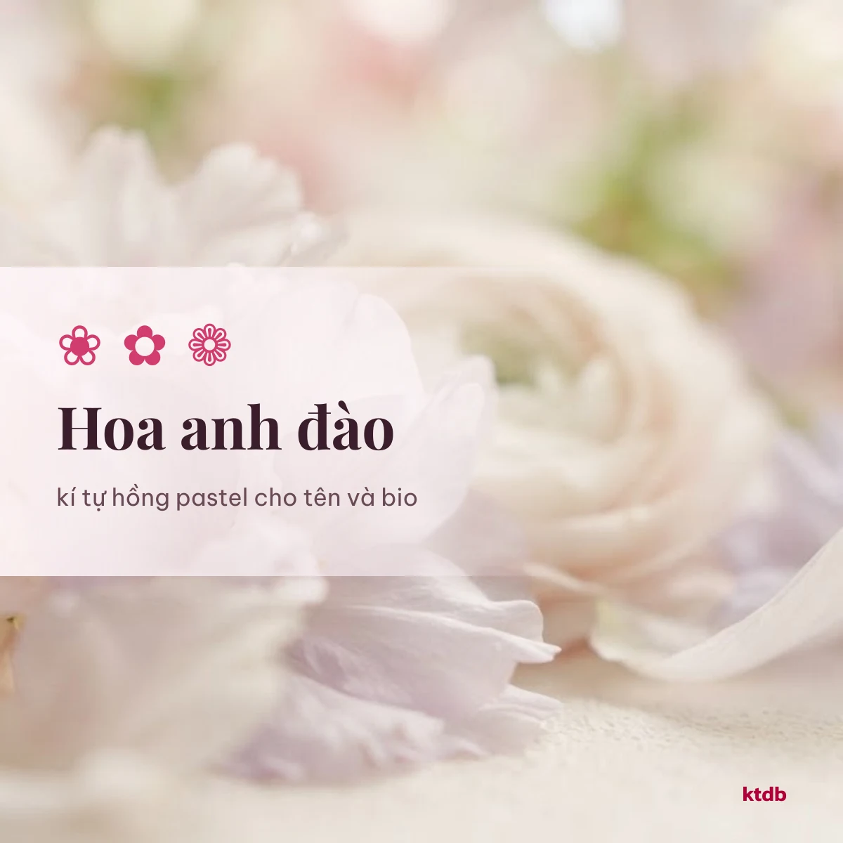 Kí tự hoa anh đào ❀ ✿ ❁ tông hồng pastel dùng cho tên và bio